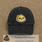 Casquette Noir délavé motif Poussin joyeux 7 cm - vue principale
