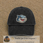Casquette Noir délavé motif Requin fun 7 cm - vue principale