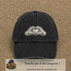 Casquette Noir délavé motif Mains formant un cœur 5 cm - vue principale