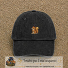 Casquette baseball Noir délavé 100% coton avec visuel Écureuil 7 cm - image produit principale