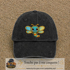 Casquette Noir délavé motif Libellule multicolore 7 cm - vue principale