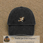 Casquette baseball Noir délavé 100% coton avec motif Chien joueur 5 cm - image principale