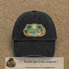 Casquette Noir délavé motif Plage tropicale Beach 7 cm - vue principale