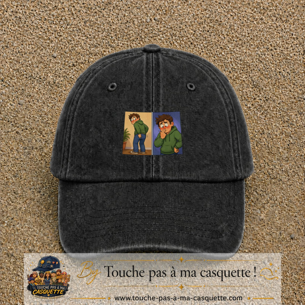 Casquette baseball Noir délavé 100% coton avec visuel Humour odeur 5 cm - image produit principale