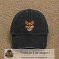 Casquette Noir délavé motif Renard roux 7 cm - vue principale