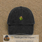 Casquette baseball Noir délavé 100% coton avec visuel Cactus kawaii chapeau 3 cm - image produit principale
