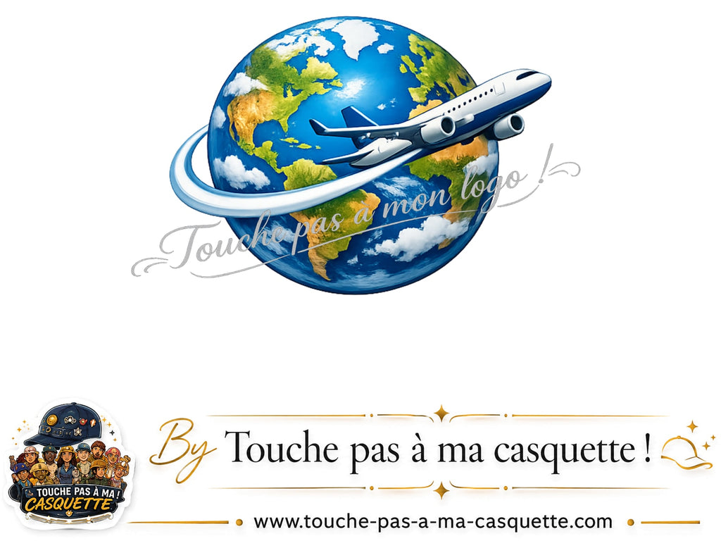 Logo Monde avion pour casquette Rouge délavé - Bordeaux délavé