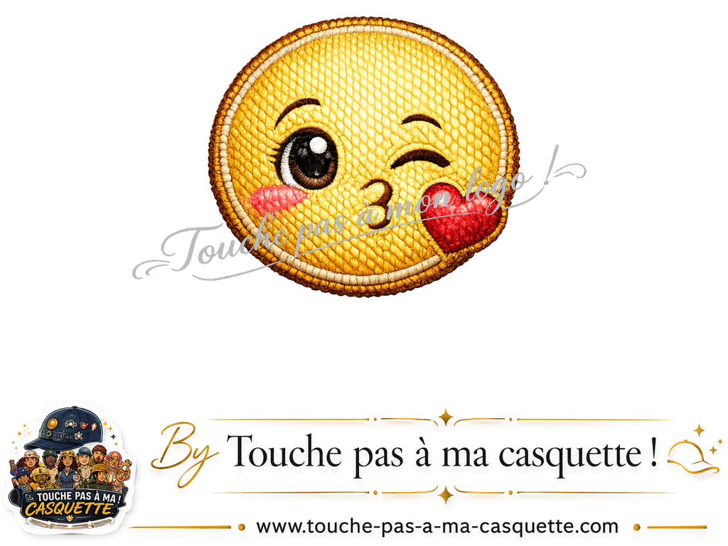 Logo logo10 / motif Emoji bisou cœur utilisé sur la casquette 5 cm