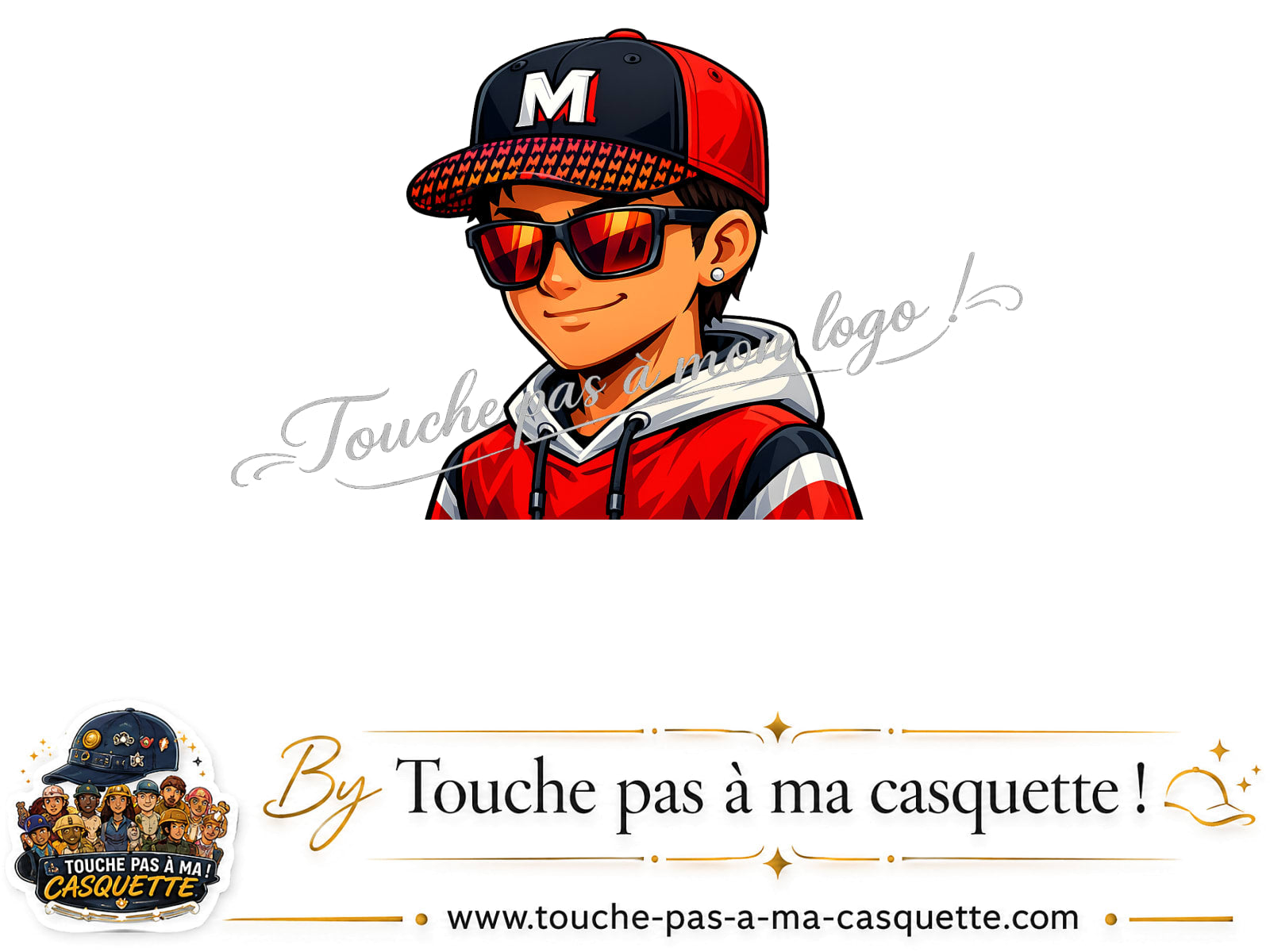 Visuel source Garçon casquette rouge et lunettes pour casquette personnalisée