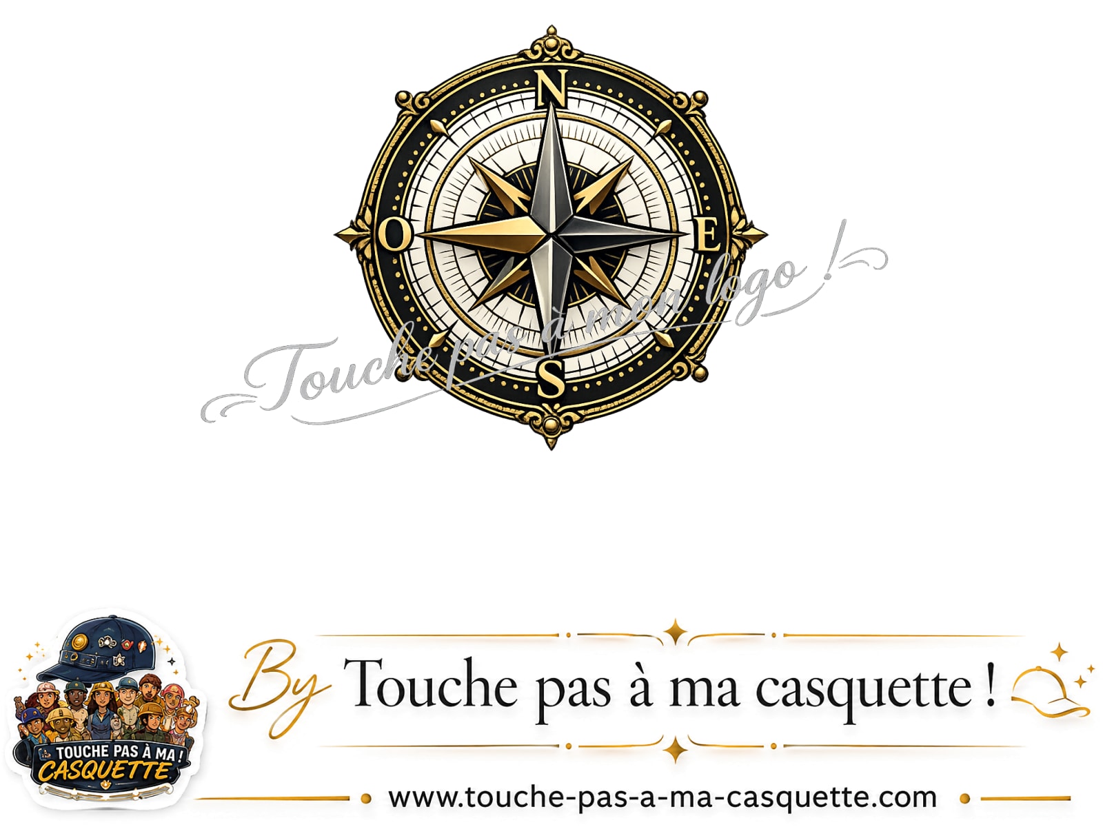 Logo logo342 / motif Boussole rose des vents utilisé sur la casquette 3 cm
