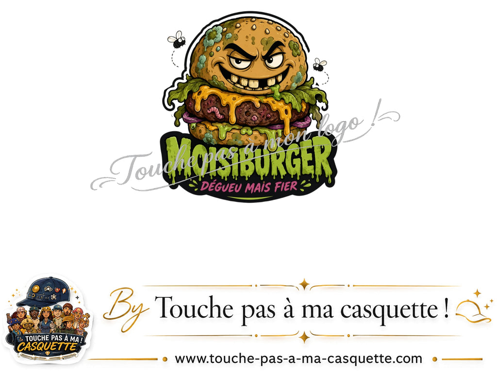 Logo logo363 / motif Moistburger dégueu mais fier utilisé sur la casquette 3 cm