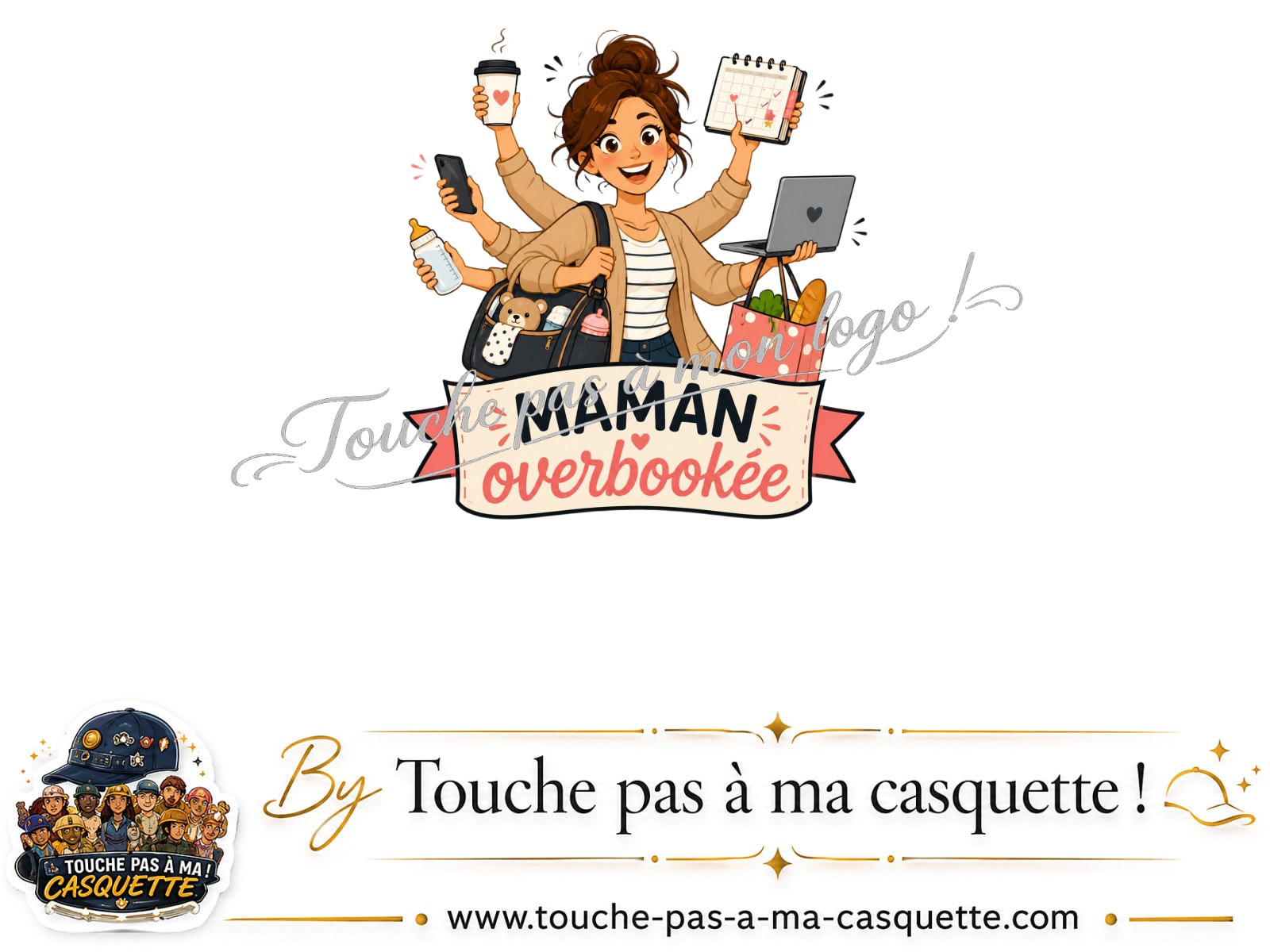 Logo logo350 / motif Maman overbookée utilisé sur la casquette 3 cm