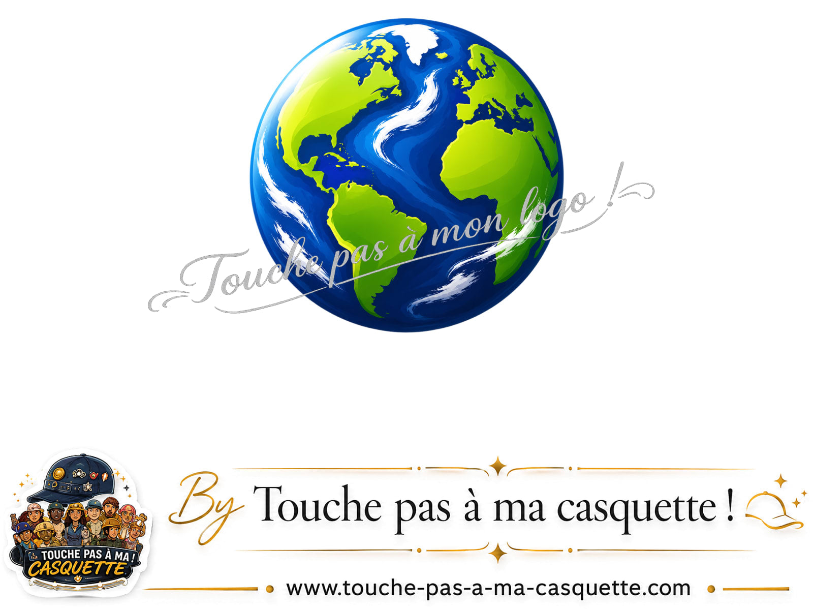 Logo logo424 / motif Planète Terre cartoon utilisé sur la casquette 7 cm