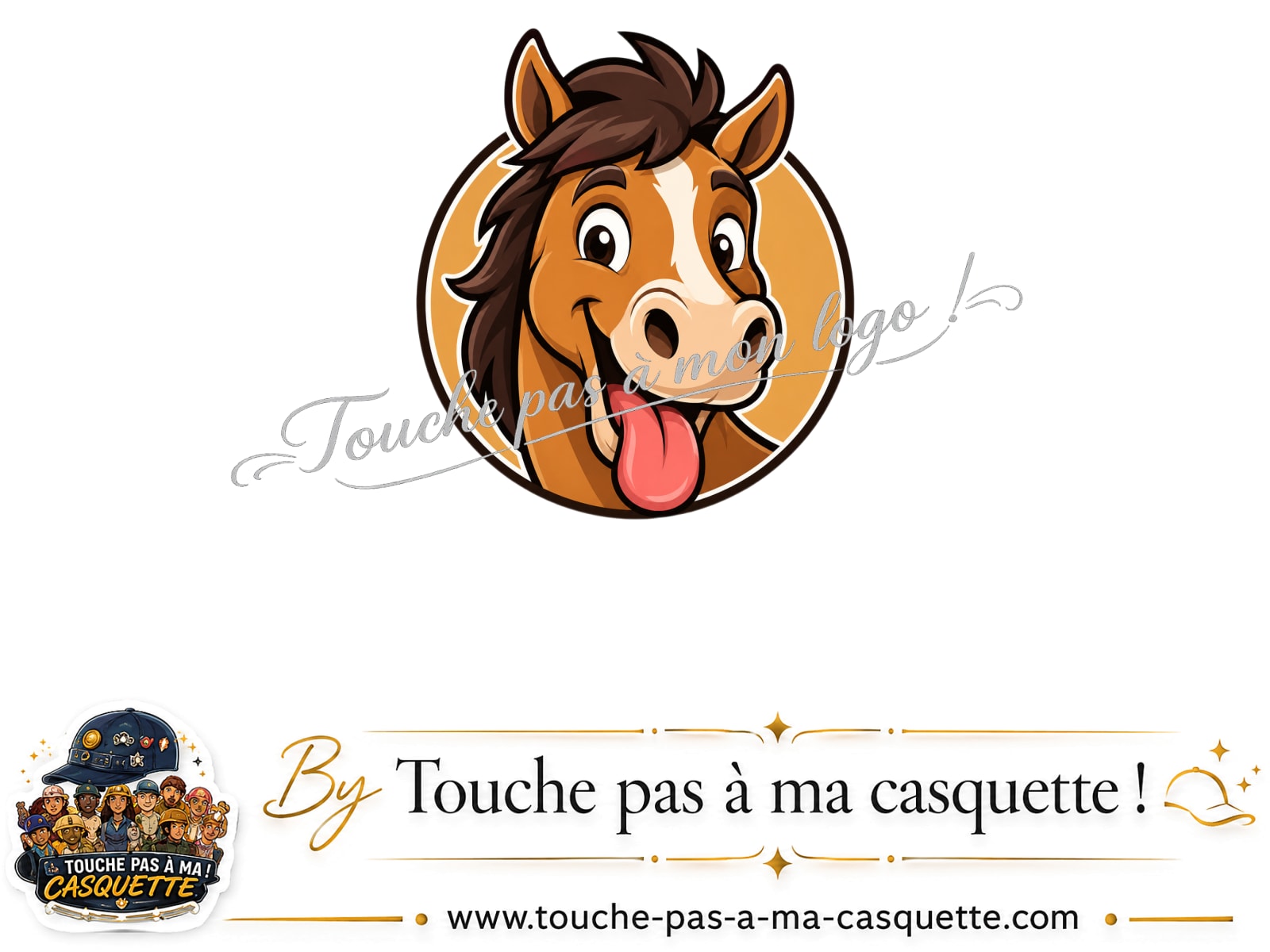 Logo logo376 / motif Cheval langue tirée utilisé sur la casquette 7 cm