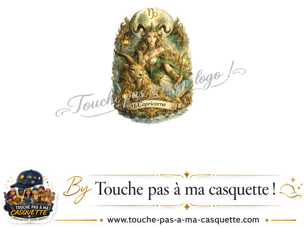 Motif Capricorne astrologique utilisé sur la casquette Rose délavé 7 cm
