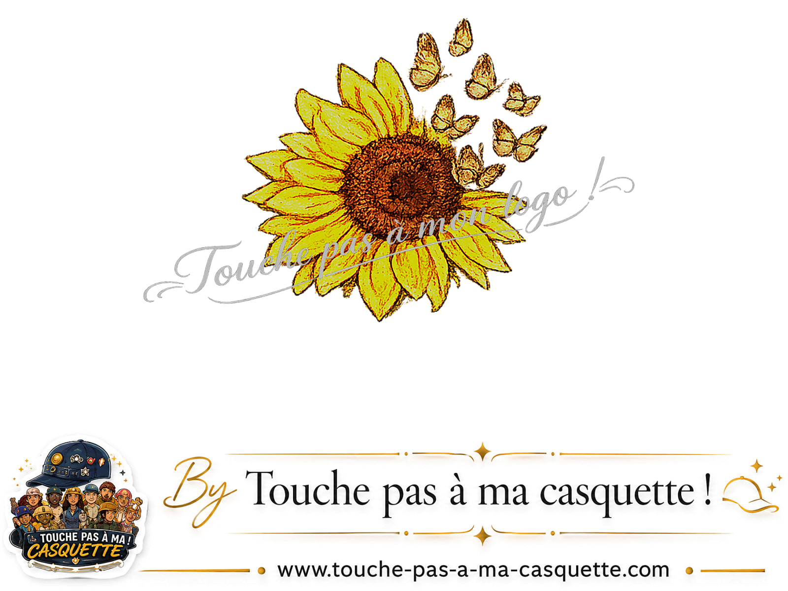 Logo motif Tournesol avec papillons