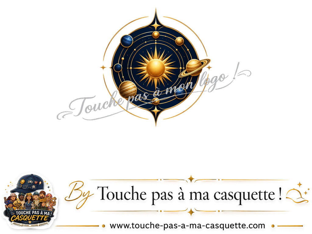 Logo logo405 / motif Système solaire doré utilisé sur la casquette 5 cm