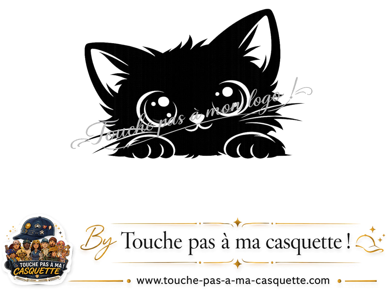 Logo logo380 / motif Chaton noir kawaii utilisé sur la casquette 3 cm