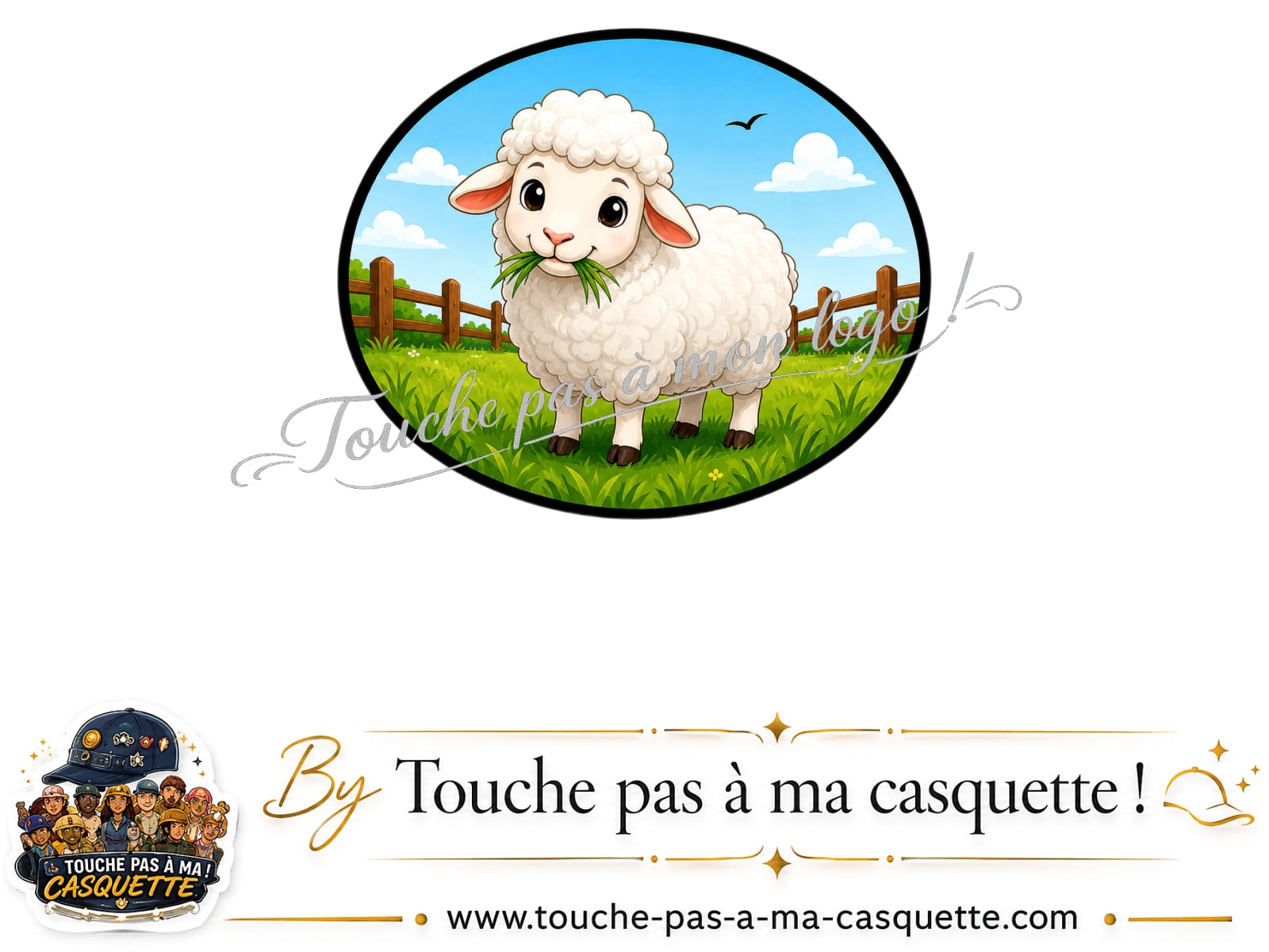 Logo logo434 / motif Mouton à la ferme utilisé sur la casquette 7 cm