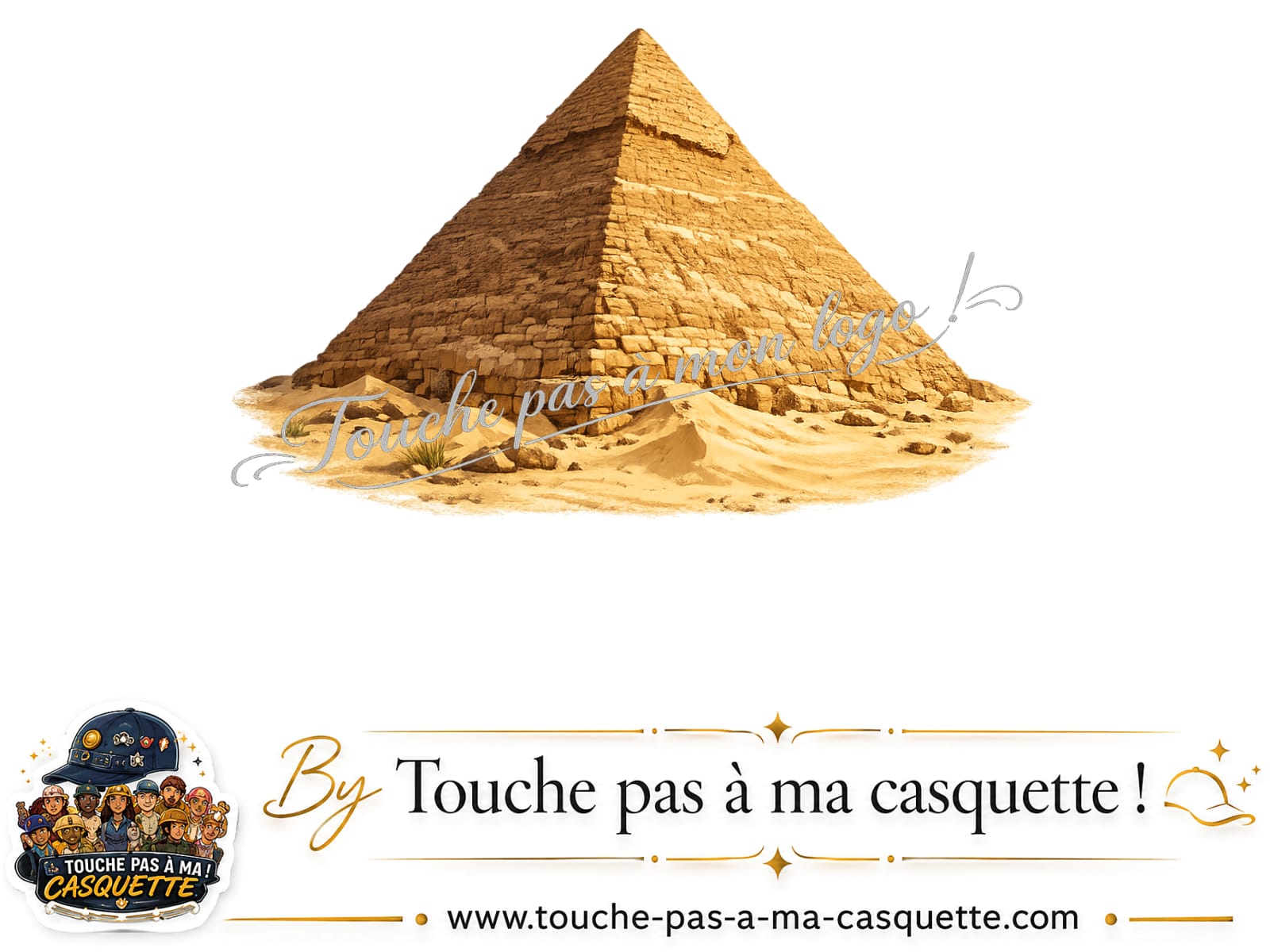 Motif Pyramide égyptienne utilisé sur la casquette Bleu marine délavé 7 cm