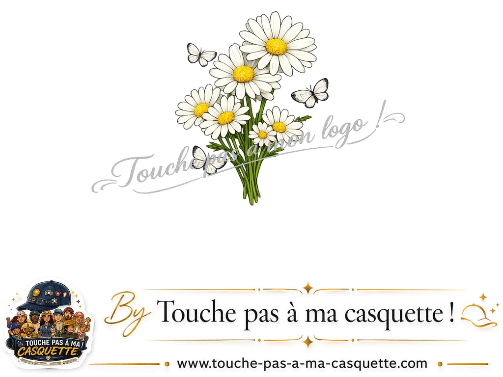 Logo motif Bouquet de marguerites et papillons