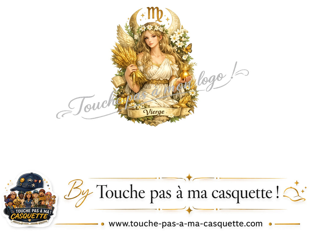 Motif Vierge astrologique utilisé sur la casquette Beige foncé délavé 5 cm