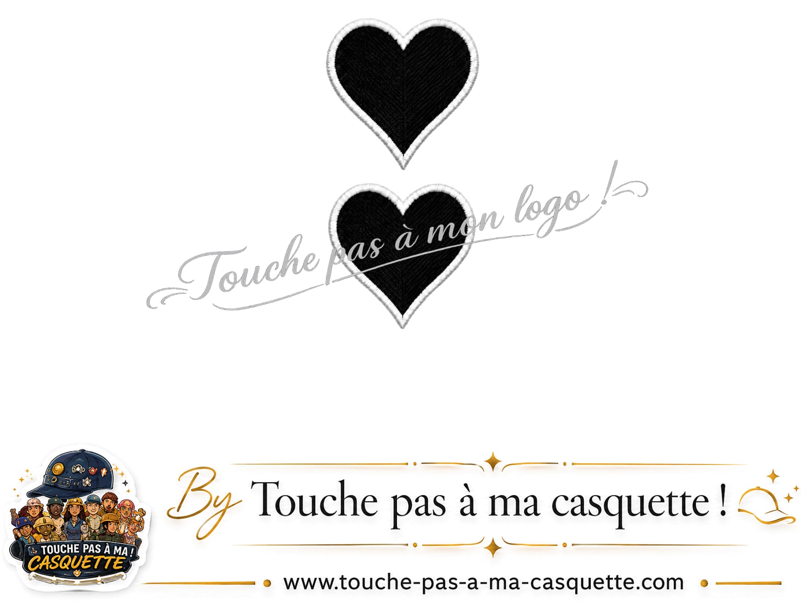 Logo logo402 / motif Deux cœurs noirs utilisé sur la casquette 5 cm