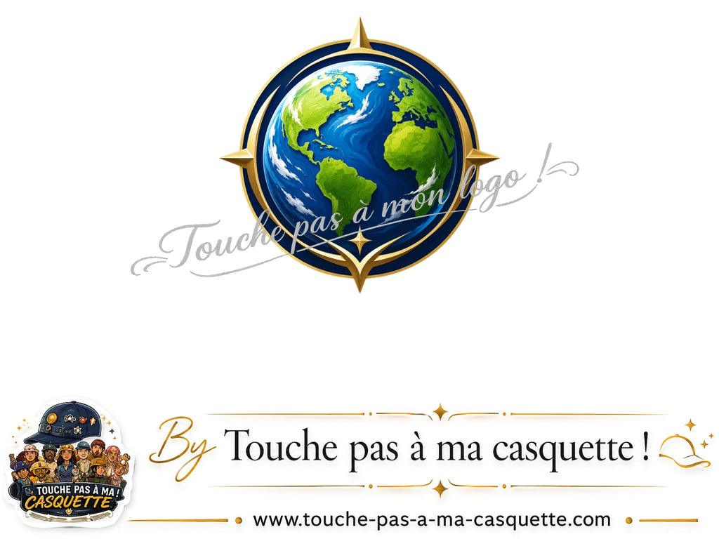 Logo logo423 / motif Terre compas utilisé sur la casquette 3 cm