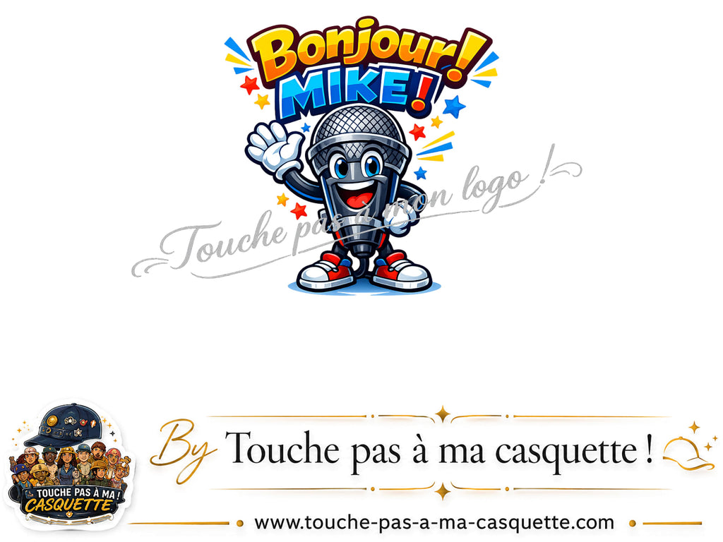 Motif Bonjour Mike utilisé sur la casquette Rouge délavé - Bordeaux délavé 5 cm