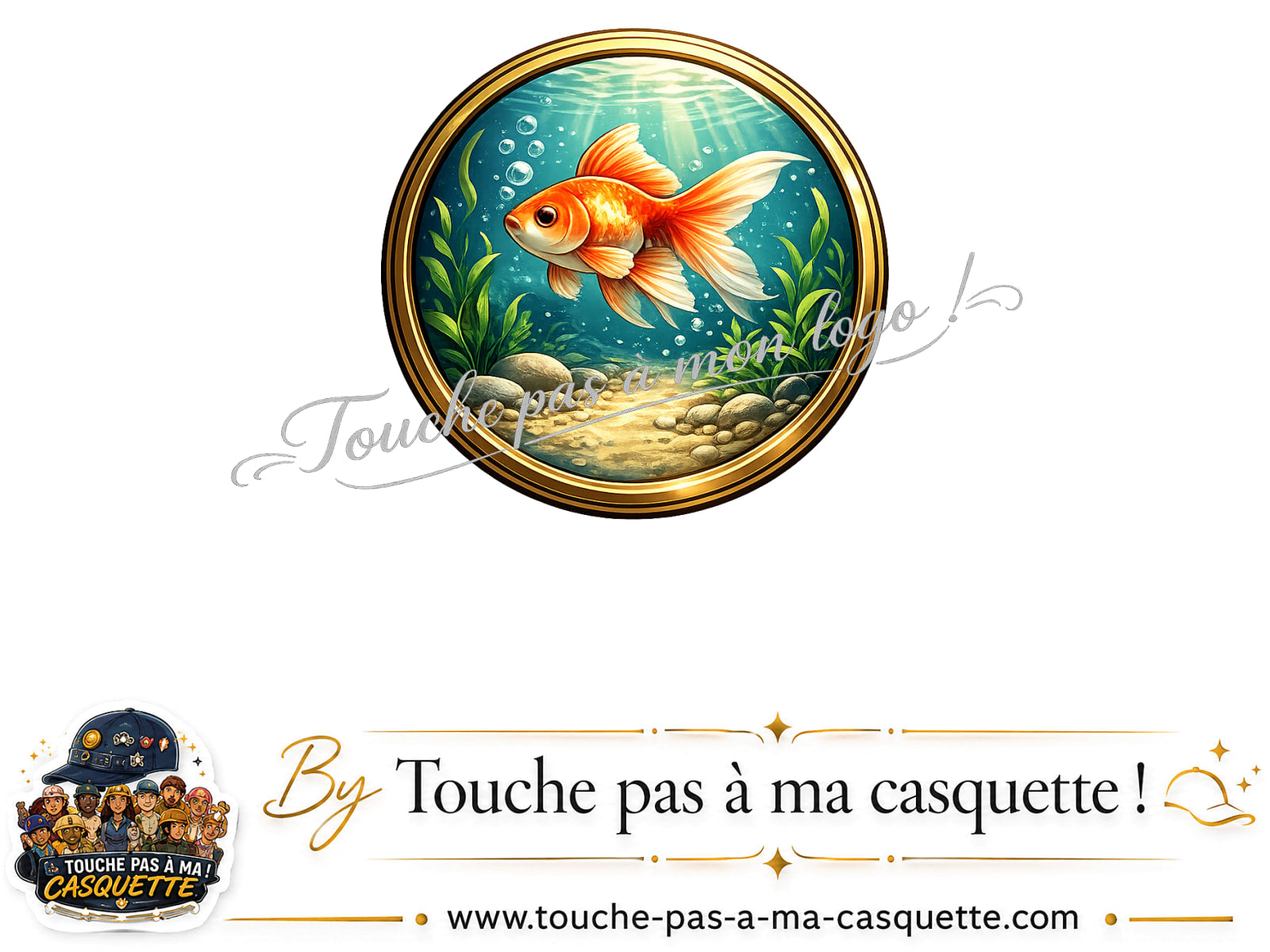 Logo logo409 / motif Poisson rouge sous l’eau utilisé sur la casquette 7 cm