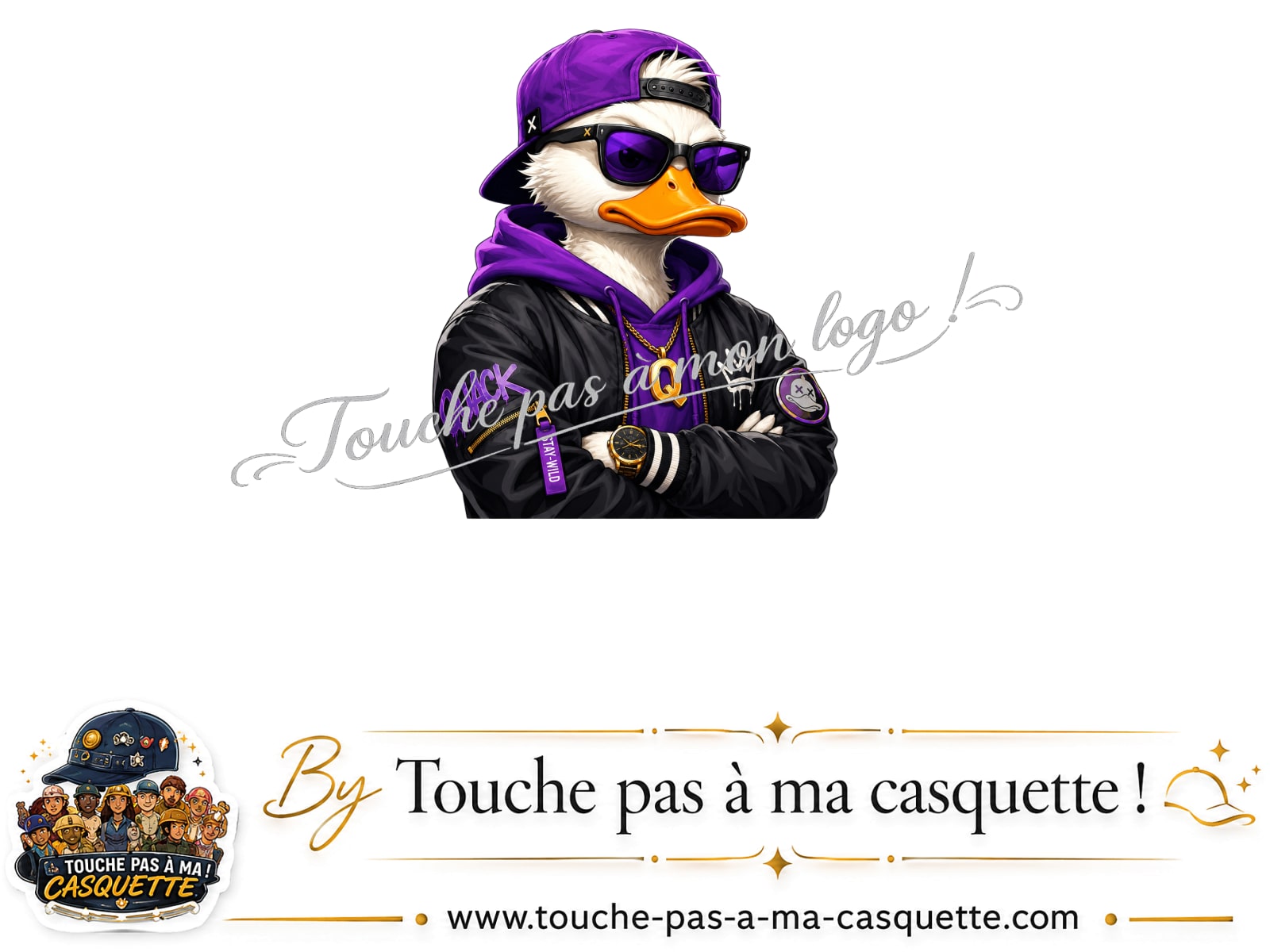 Visuel source Canard rappeur violet pour casquette personnalisée
