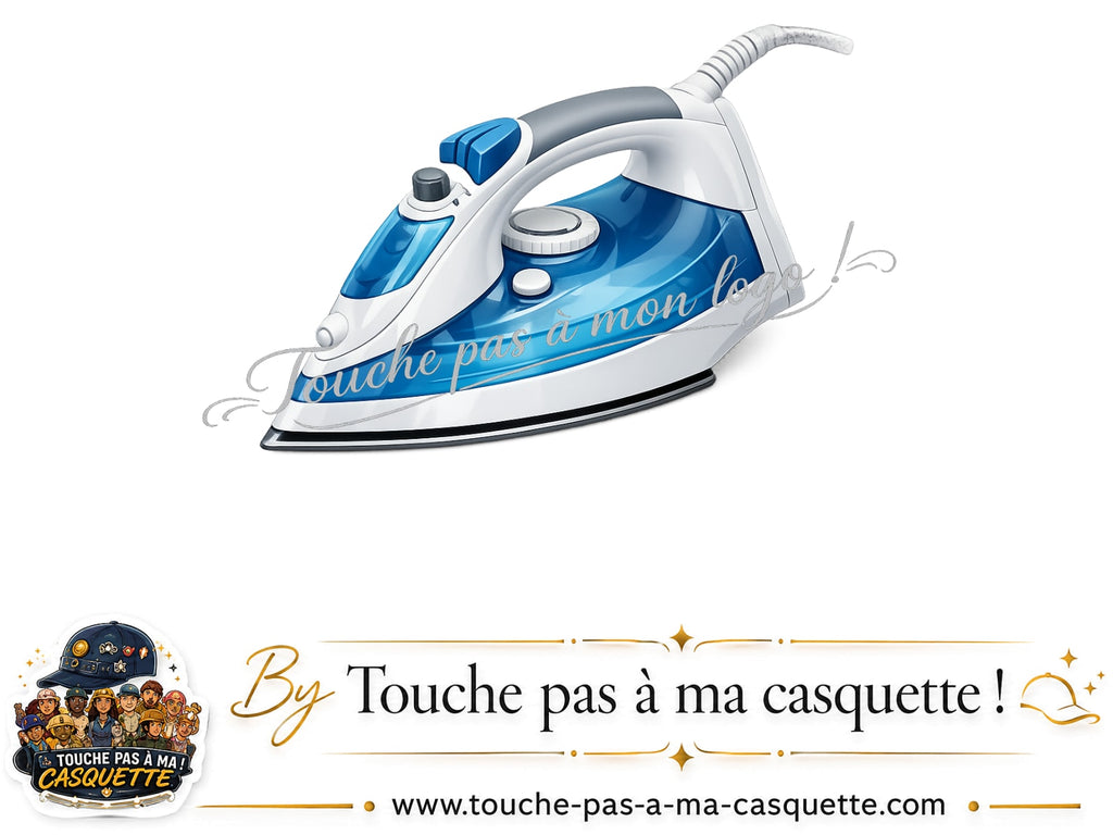 Visuel source Fer à repasser bleu pour casquette personnalisée