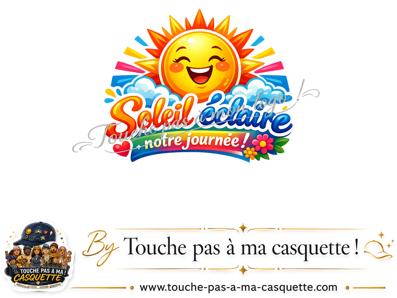 Motif Soleil éclaire notre journée utilisé sur la casquette Noir délavé 7 cm