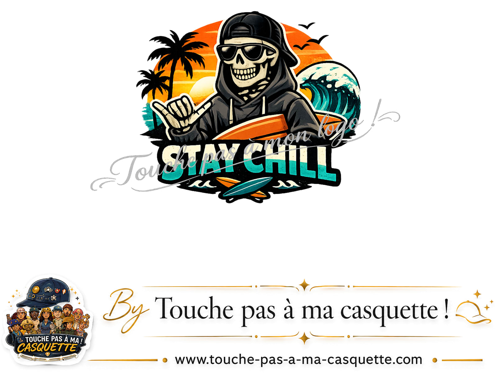 Visuel source Stay Chill squelette plage pour casquette personnalisée