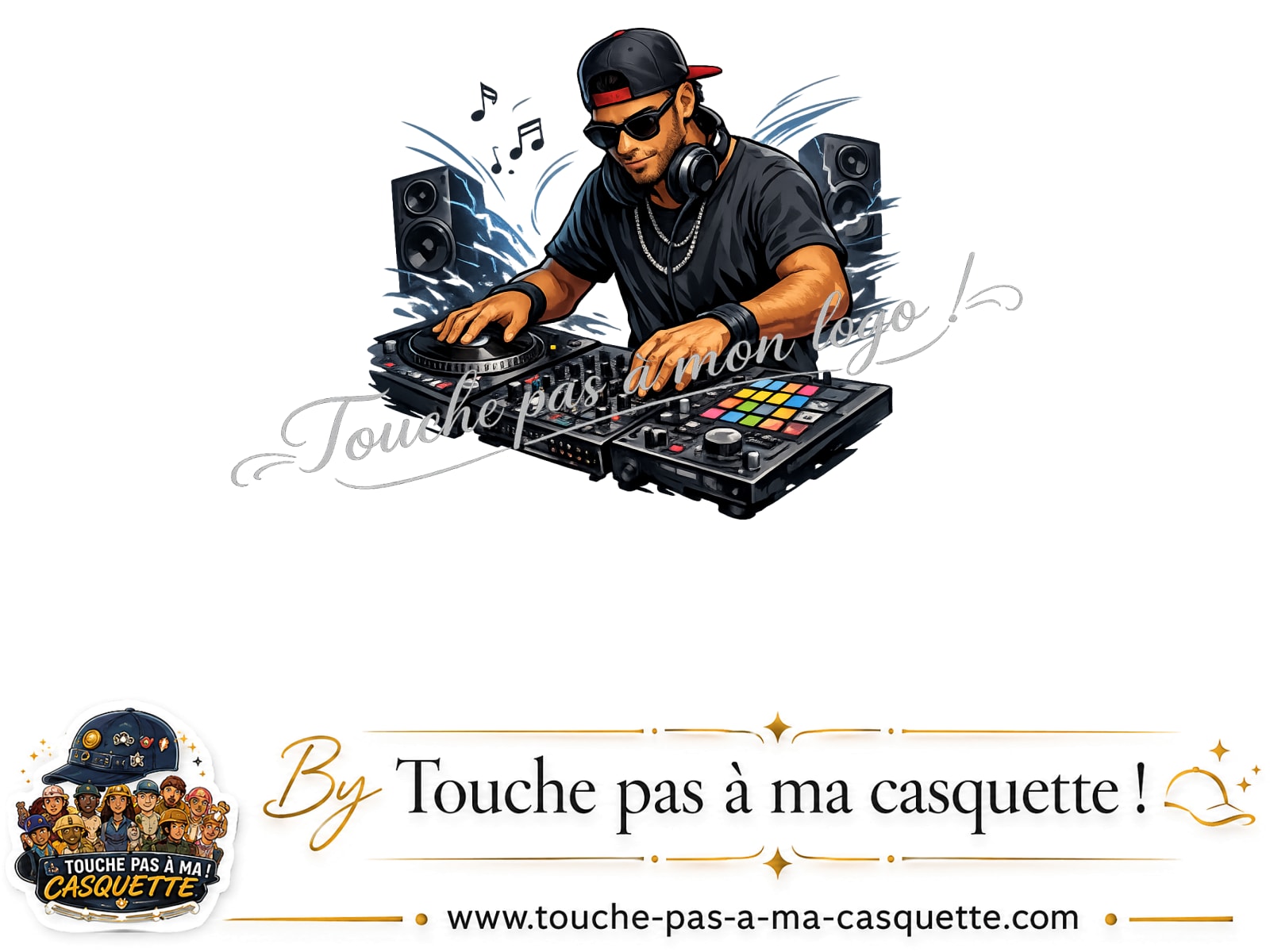Visuel source DJ aux platines pour casquette personnalisée