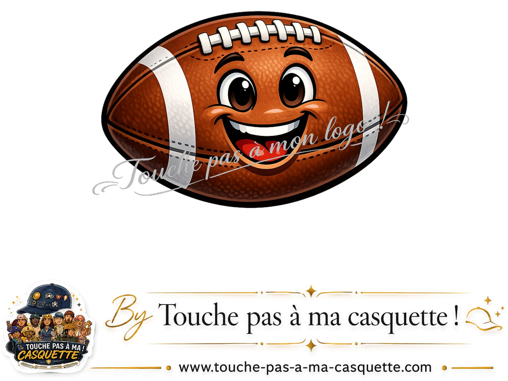 Visuel source Ballon de rugby sourire pour casquette personnalisée