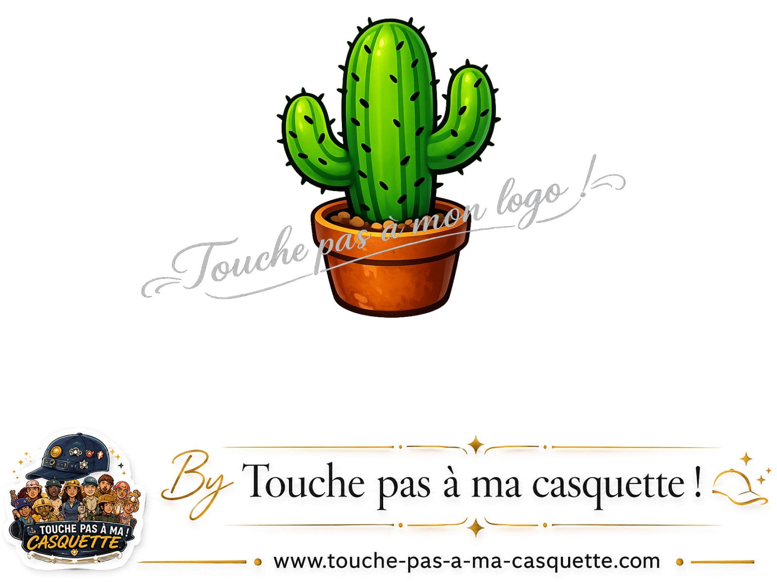 Logo logo390 / motif Cactus en pot utilisé sur la casquette 7 cm