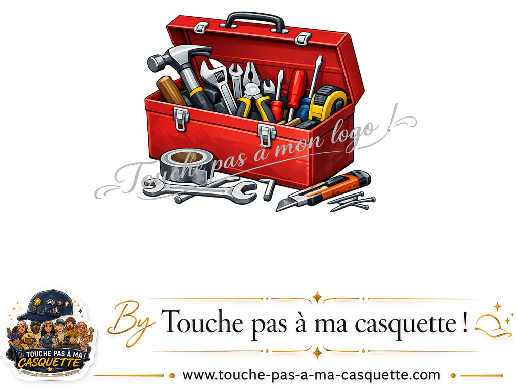 Motif Boîte à outils utilisé sur la casquette Orange délavé - Corail délavé 3 cm