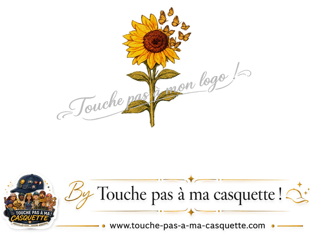 Logo motif Tournesol champêtre avec papillons