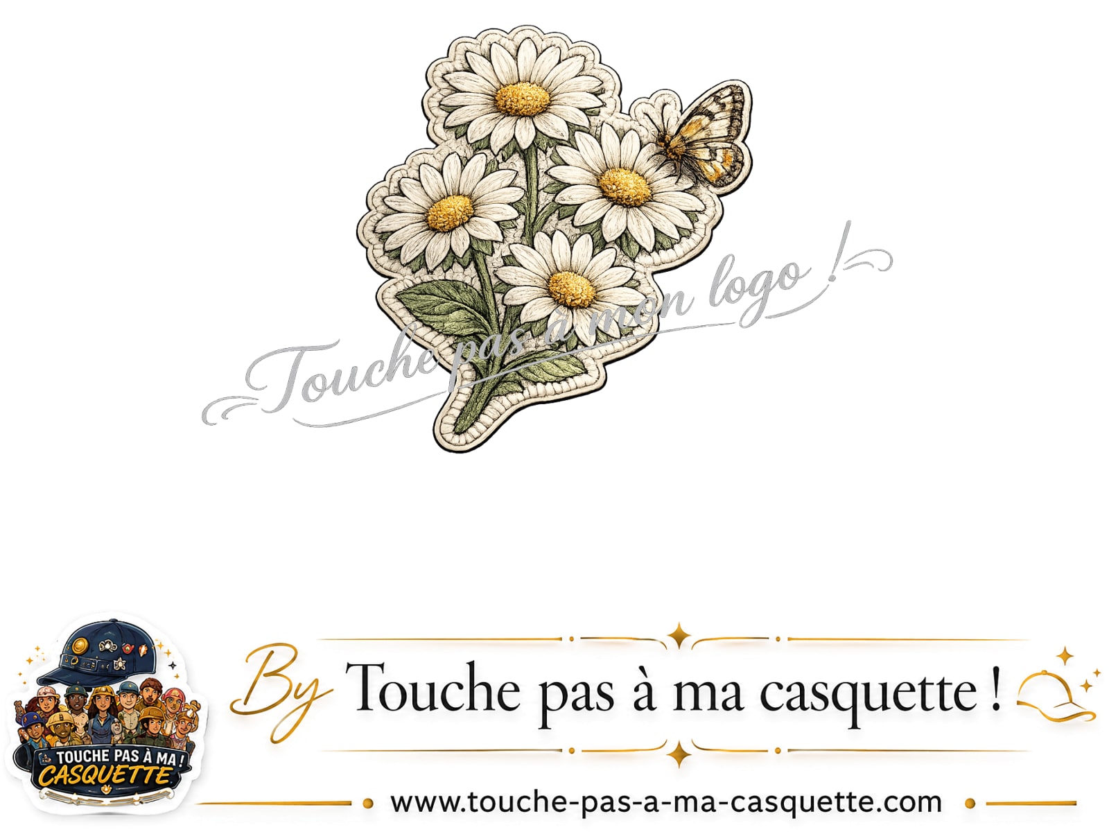 Logo motif Marguerites avec papillon