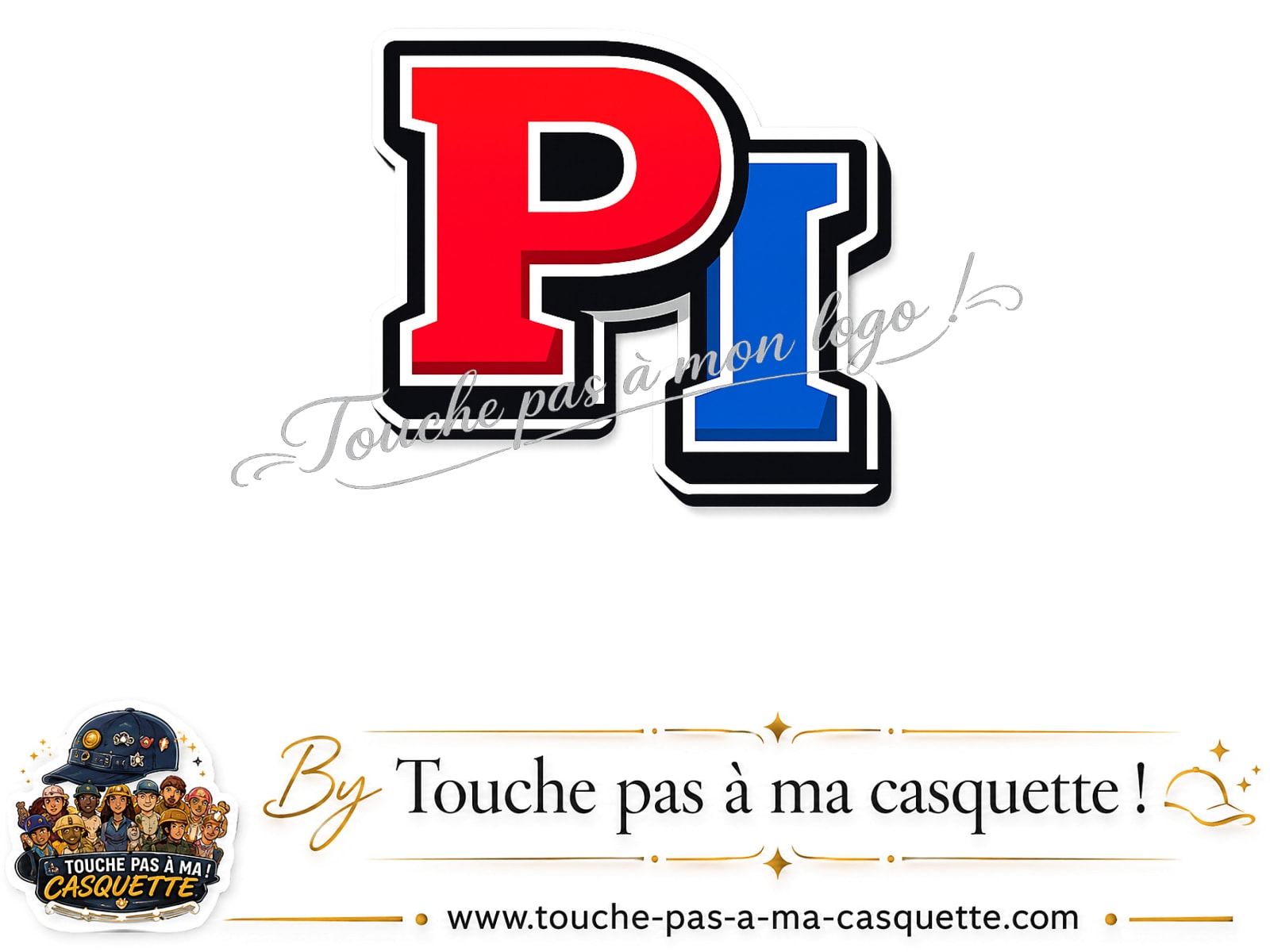 Visuel source Initiales PI rouge et bleu pour casquette personnalisée