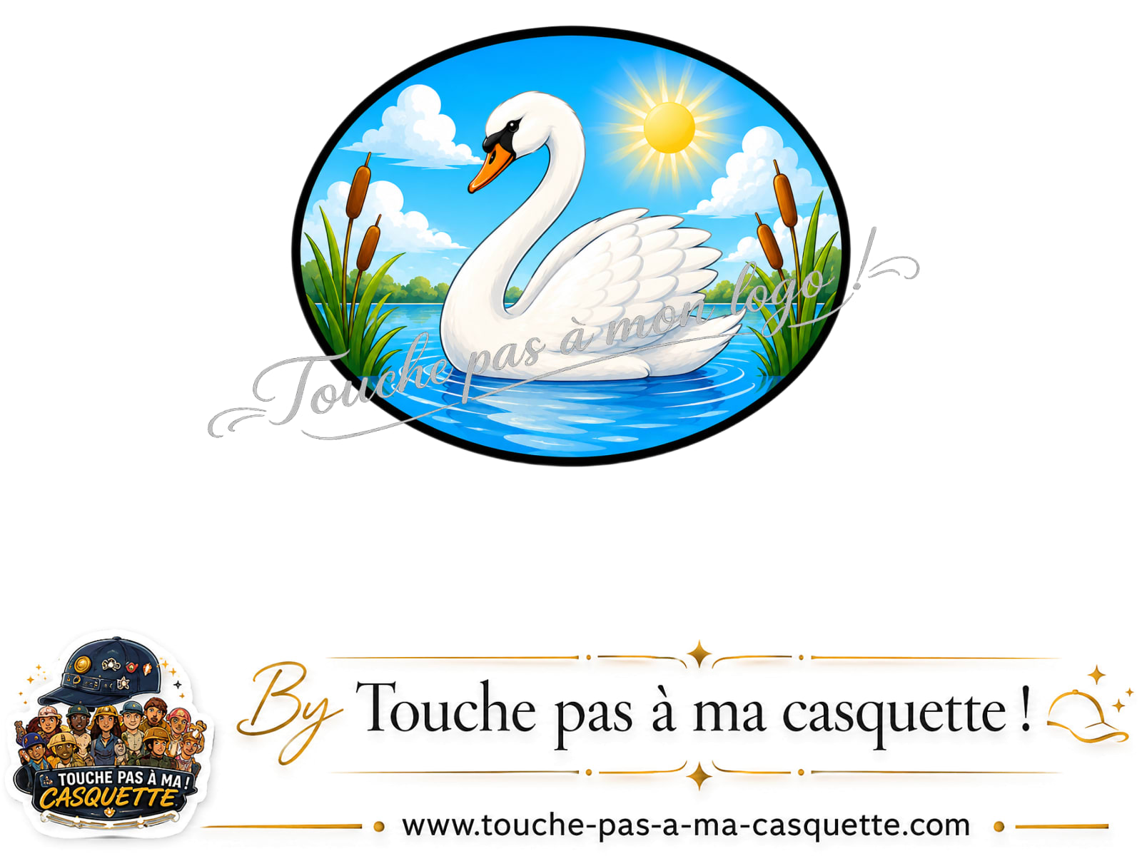 Logo logo431 / motif Cygne sur lac utilisé sur la casquette 3 cm