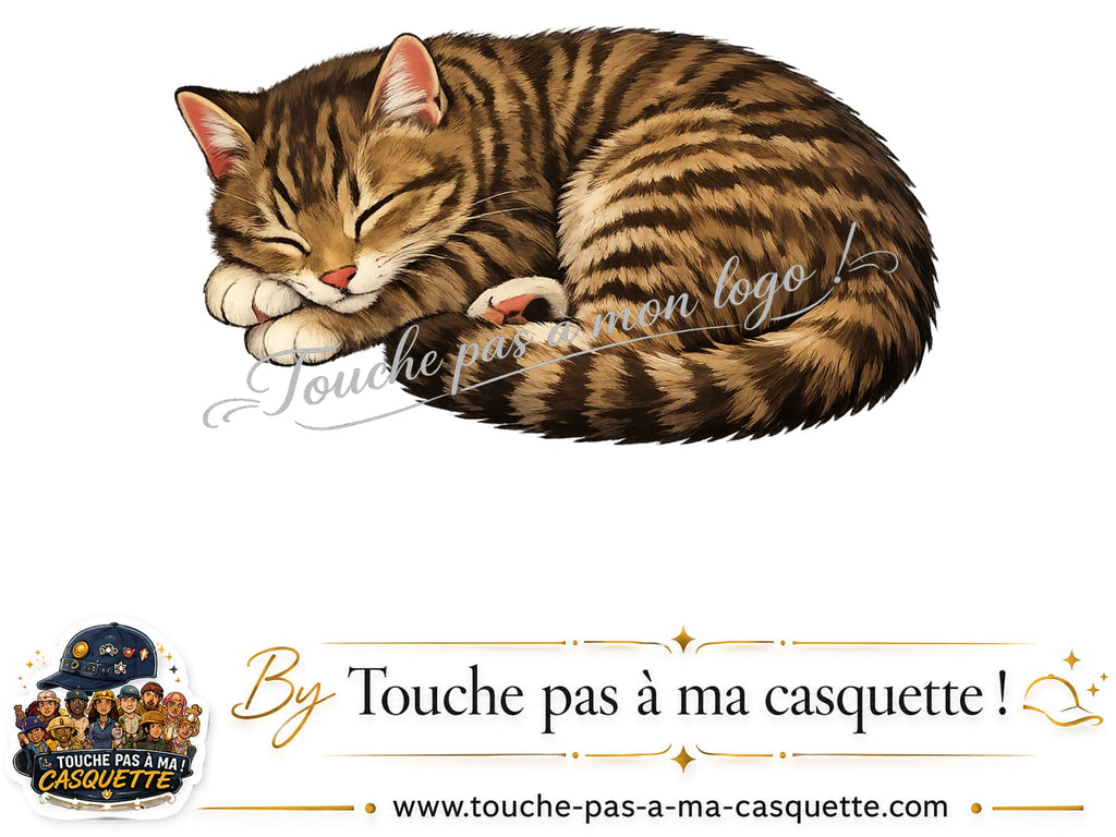Motif Chat endormi utilisé sur la casquette Bleu marine délavé 3 cm
