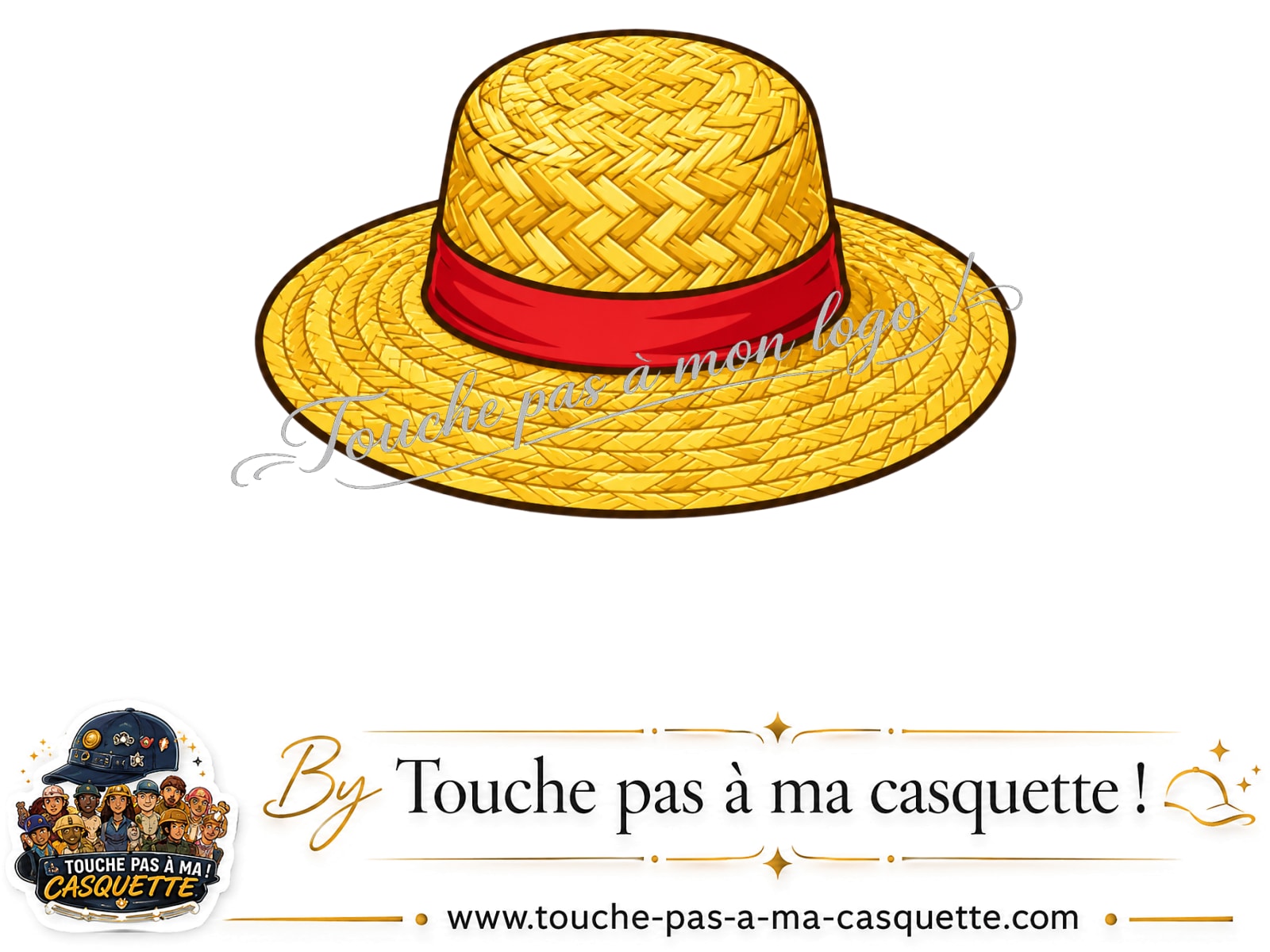 Motif Chapeau de paille utilisé sur la casquette Rouge délavé - Bordeaux délavé 3 cm