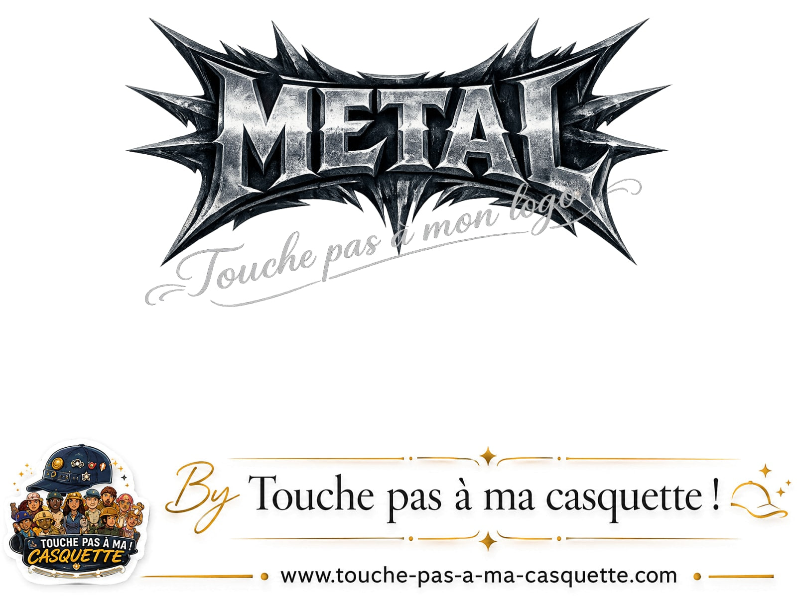 Logo logo338 / motif Typographie métal utilisé sur la casquette 3 cm