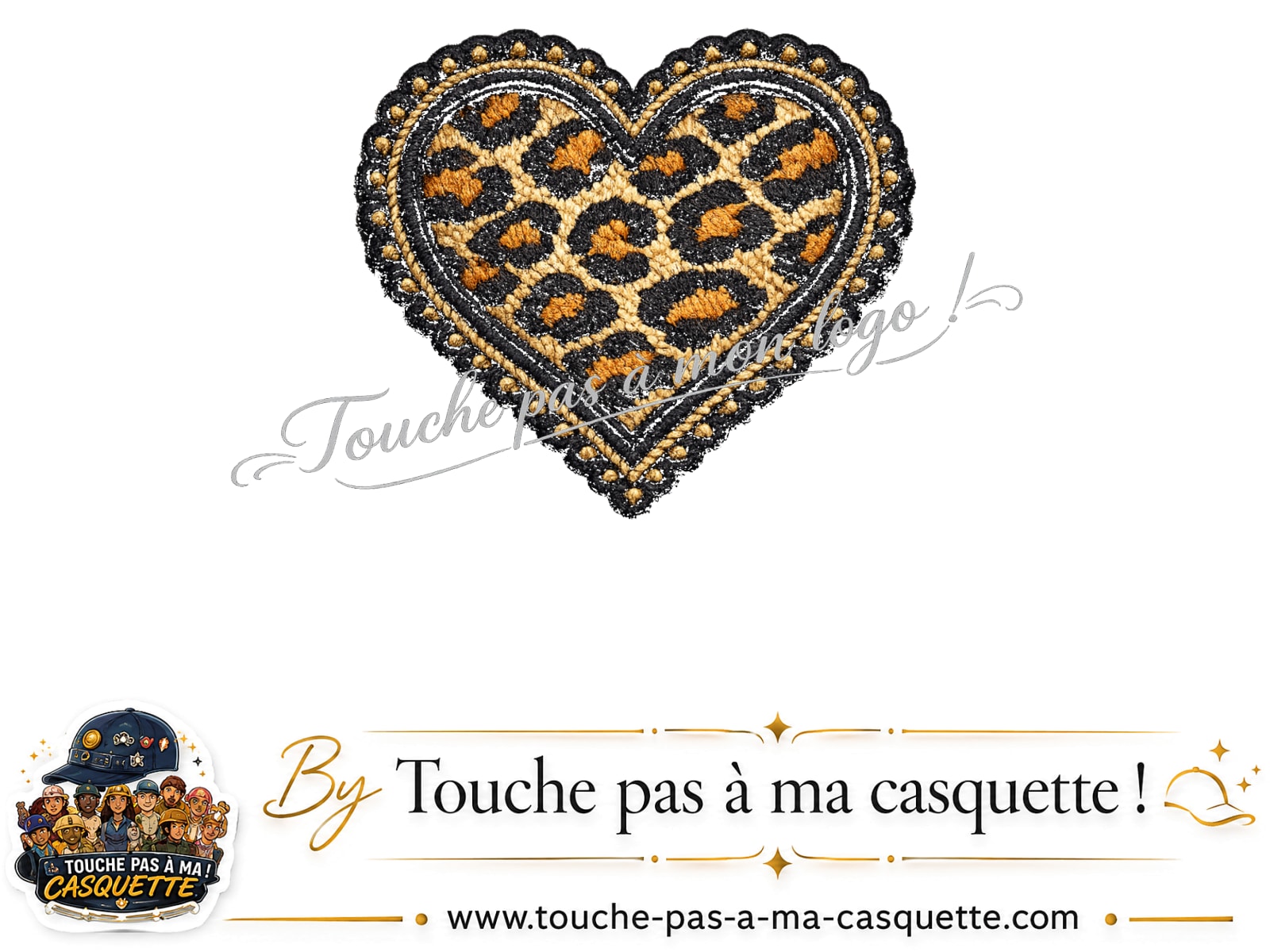 Logo motif Cœur léopard perlé