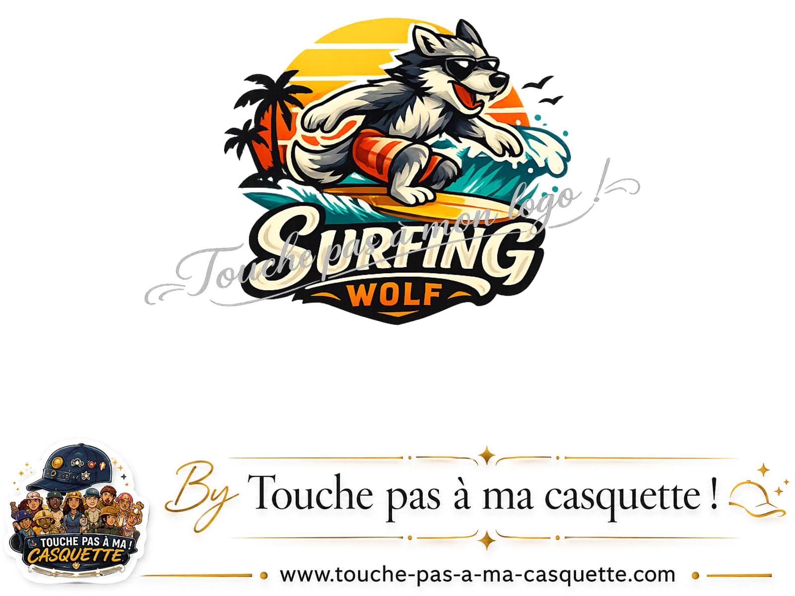 Visuel source Surfing Wolf pour casquette personnalisée