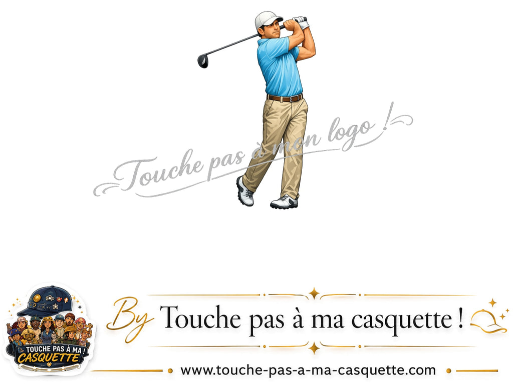 Motif Golfeur utilisé sur la casquette Noir délavé 5 cm