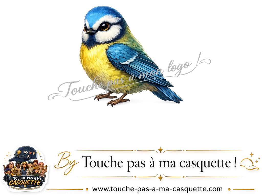 Logo logo398 / motif Mésange bleue utilisé sur la casquette 5 cm