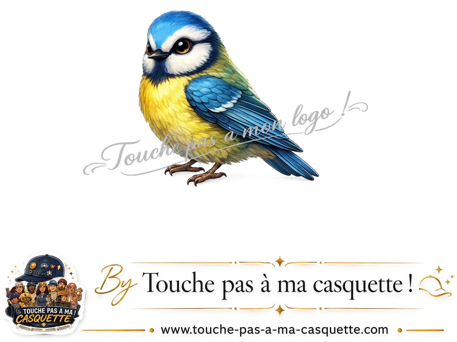 Logo logo398 / motif Mésange bleue utilisé sur la casquette 5 cm